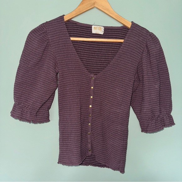 Nation LTD Deep Purple Textured Blouse - Picture 1 of 3